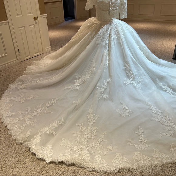 Pronovias Off-Shoulder Lace Wedding Dress - White - Picture 12 of 16